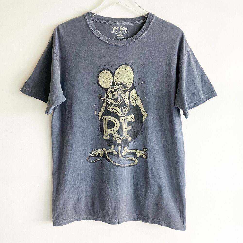 PLS READ Rat Fink M Medium T Shirt RF R.F. Blue Short Sleeve Big Daddy Ed Roth